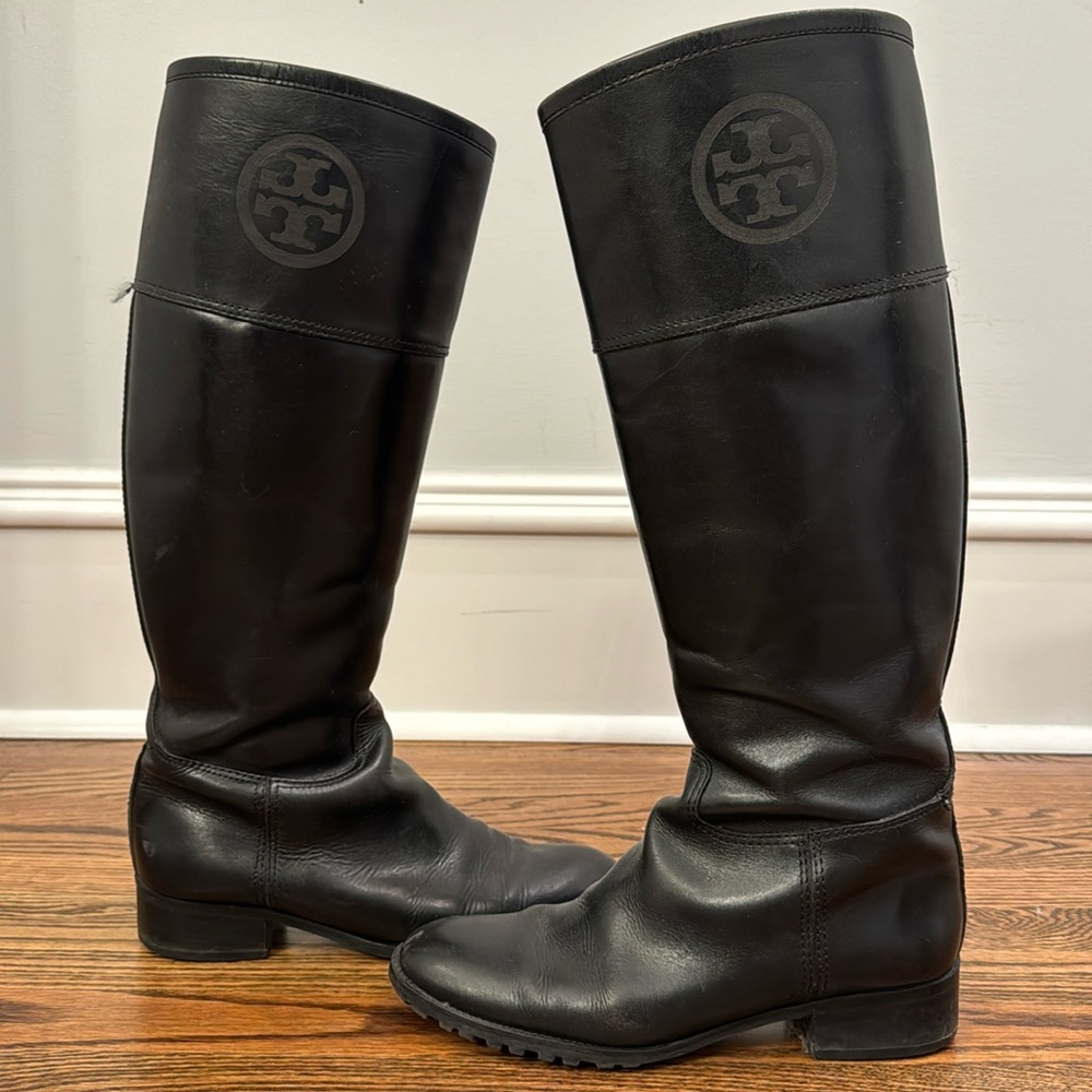 Tory Burch Jackson Riding Boots Size 8.5 Black